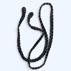 Denim braided boho waist tie belt 63"